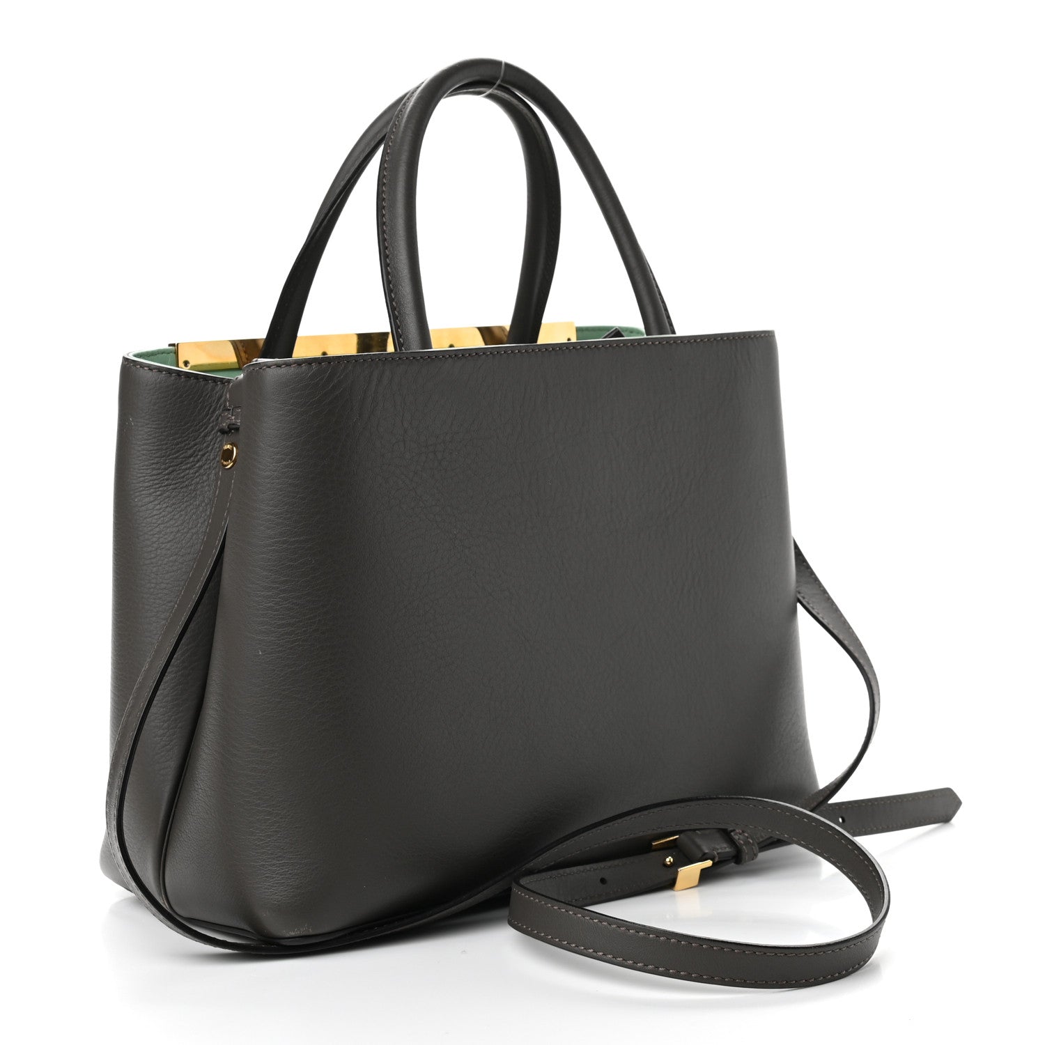 Fendi Vitello Dolce Petite 2Jours Tote Verde Prato Menta 3 of 8