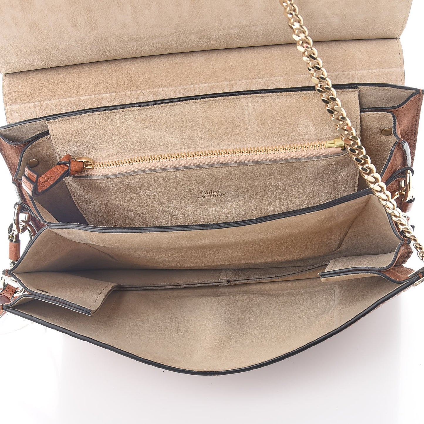 Calfskin Crocodile Embossed Medium Faye Shoulder Bag Mahogany