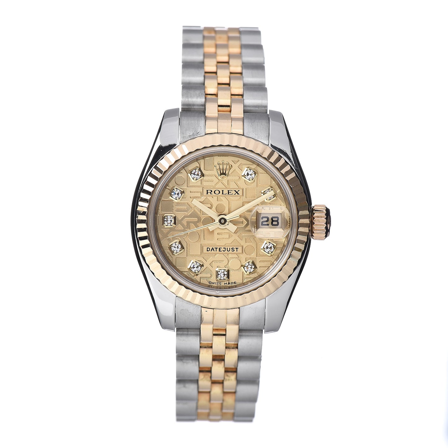 Stainless Steel 18K Yellow Gold Diamond 26mm Oyster Perpetual Datejust Watch Champagne Jubilee 179173