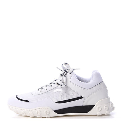 Chanel Calfskin Mesh Lycra Womens Logo Sneakers 36.5 White 1 of 8