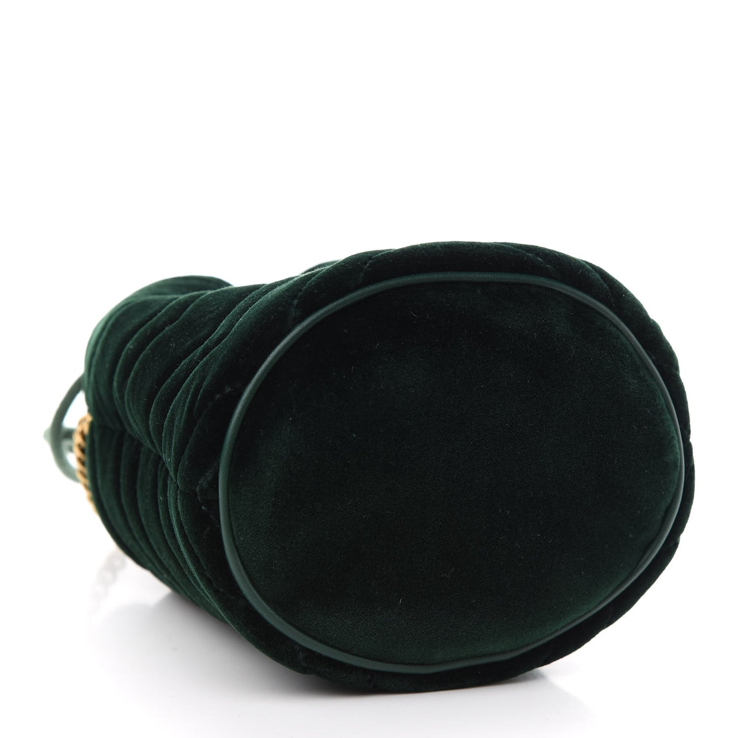 Velvet Matelasse Mini GG Marmont 2.0 Bucket Bag Dark Green
