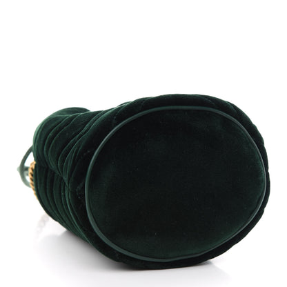 Gucci Velvet Matelasse Mini GG Marmont 2.0 Bucket Bag Dark Green 4 of 9