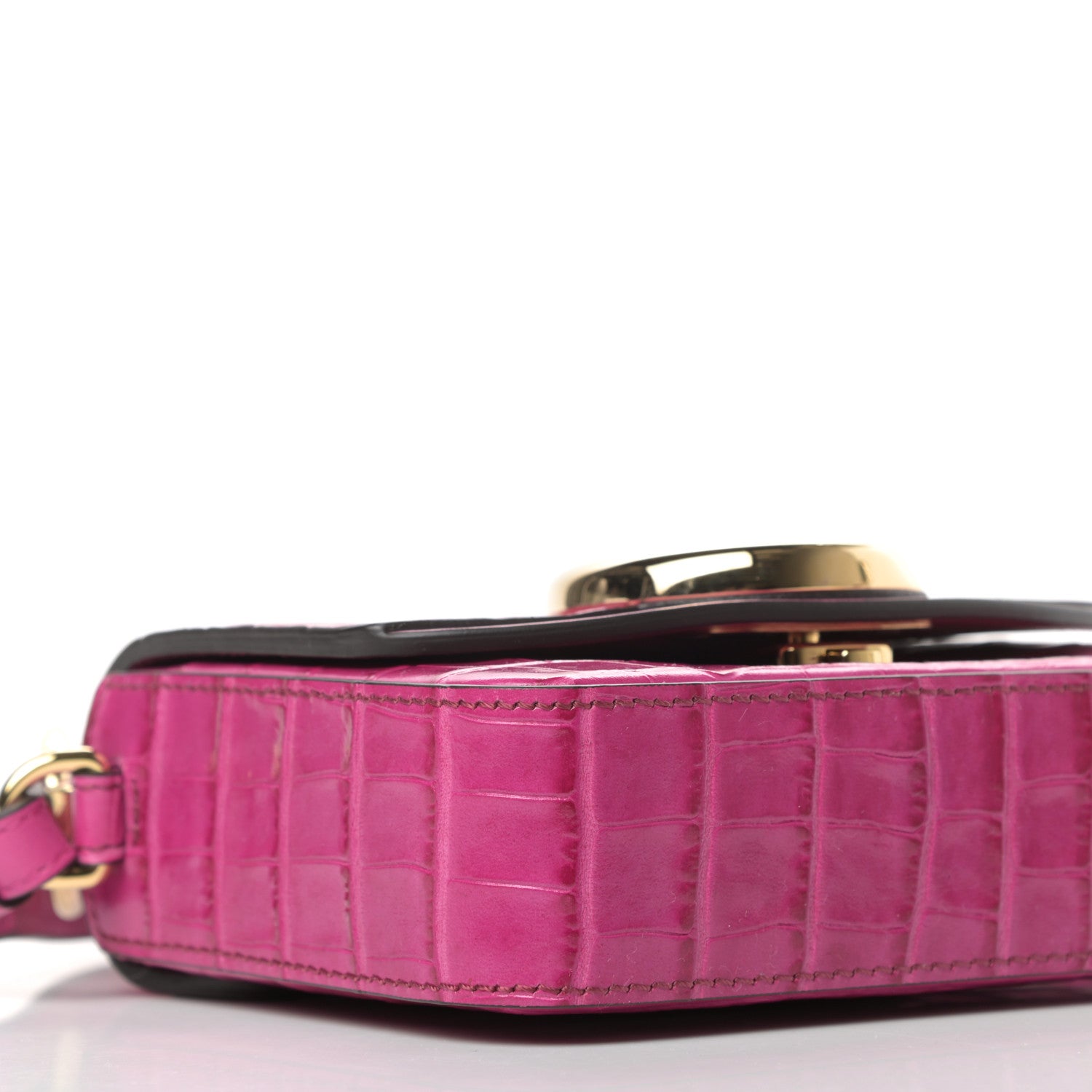 Chloe Calfskin Crocodile Embossed Mini C Double Carry Graphic Pink 7 of 9