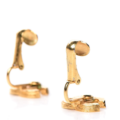 Chanel Crystal CC Clip On Earrings Gold 3 of 5