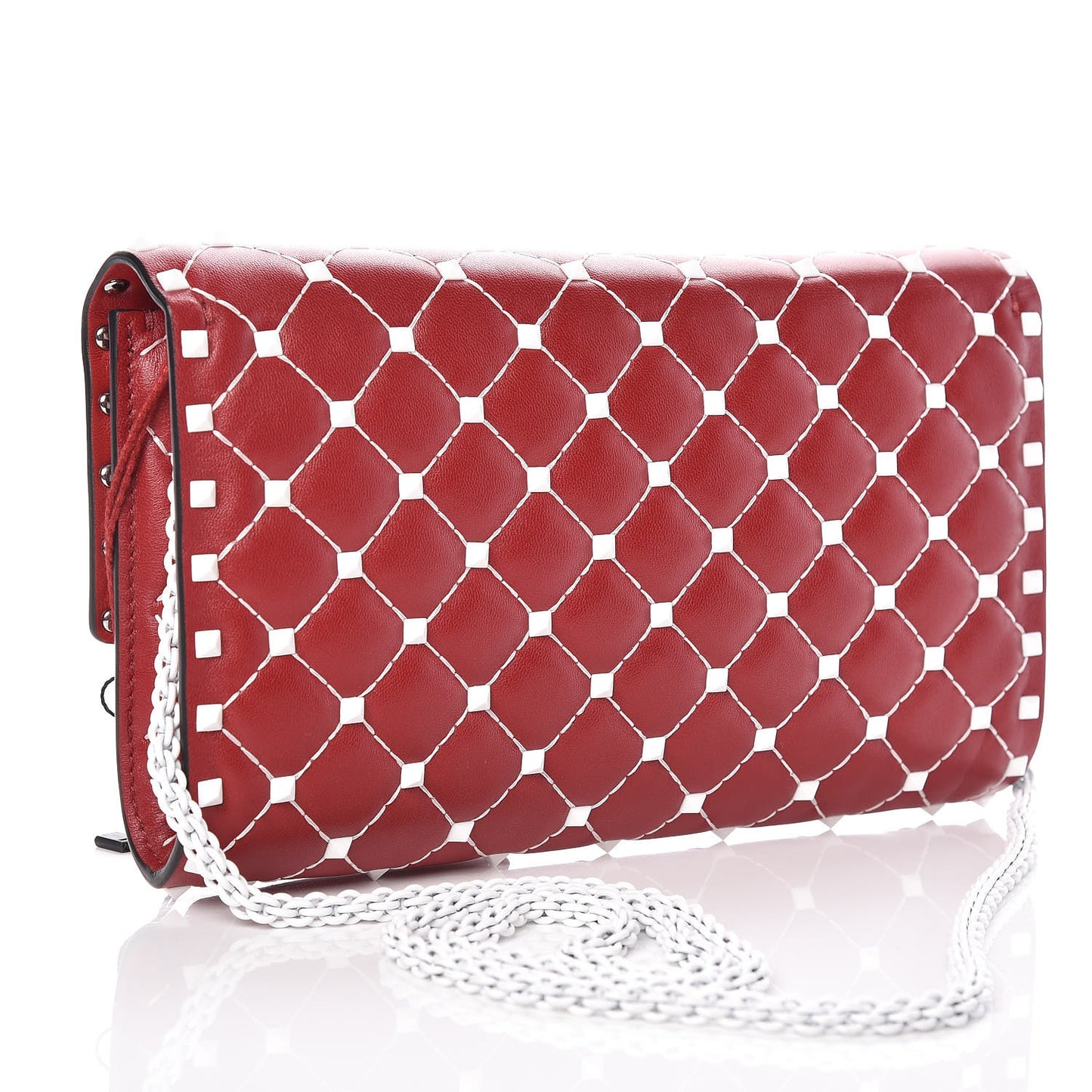 Lambskin Free Rockstud Spike Wallet On Chain Rosso Valentino