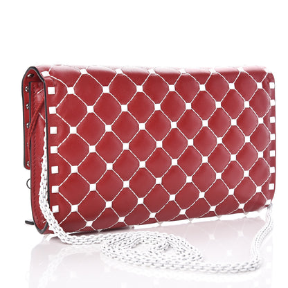 Valentino Garavani Lambskin Free Rockstud Spike Wallet On Chain Rosso Valentino 3 of 9