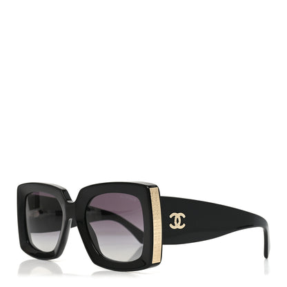Chanel Acetate Rectangle Sunglasses 5435 Black 1 of 7