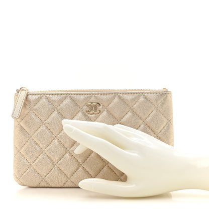 Chanel Metallic Lambskin Quilted Cosmetic Case Gold 2 of 8