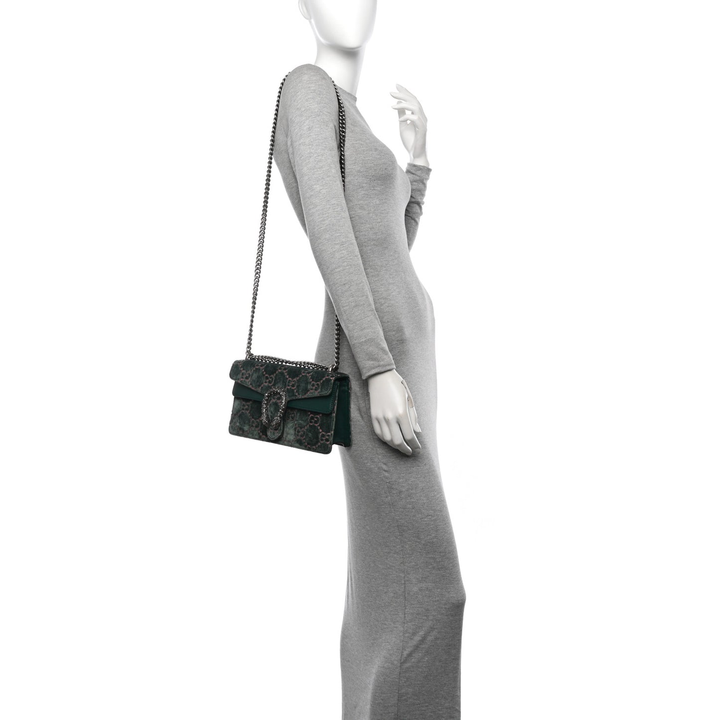 Velvet Moon Calfskin Crystal GG Monogram Small Dionysus Shoulder Bag Avio Dusty Pink Black Diamond
