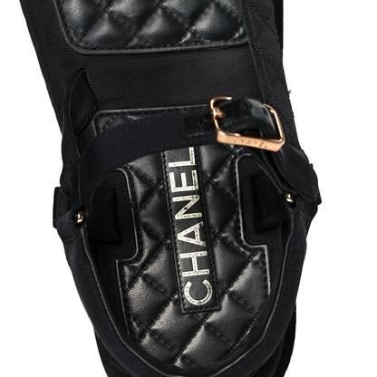 Chanel Grosgrain Logo Platform Sandals 38.5 Black 7 of 10