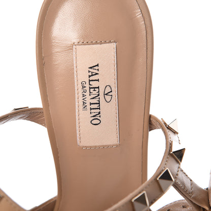 Valentino Garavani Pebbled Calfskin Rockstud Ankle Strap 65mm Pumps 38 Camel Rose 7 of 8