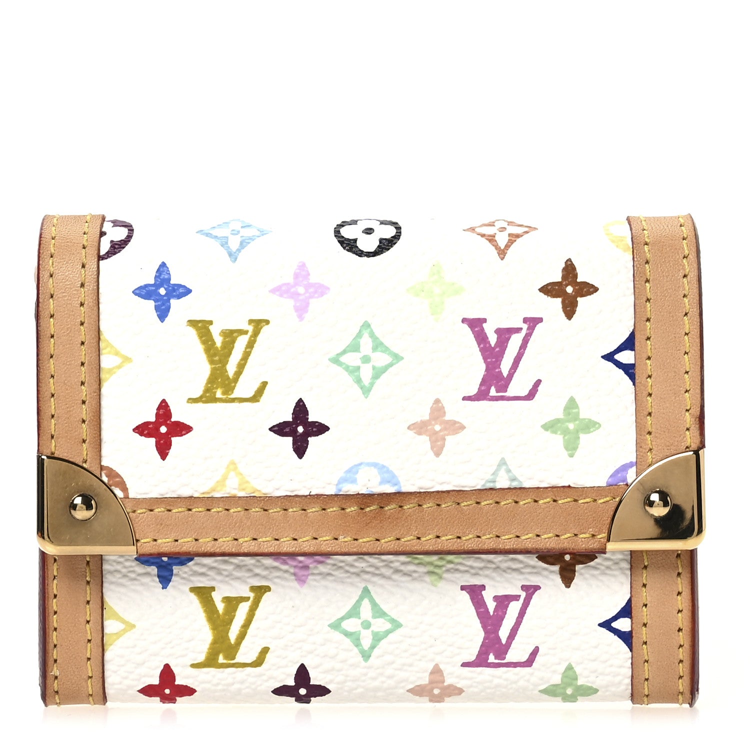 Louis Vuitton Monogram Multicolor Porte-Monnaie Plat Coin Purse White 1 of 7