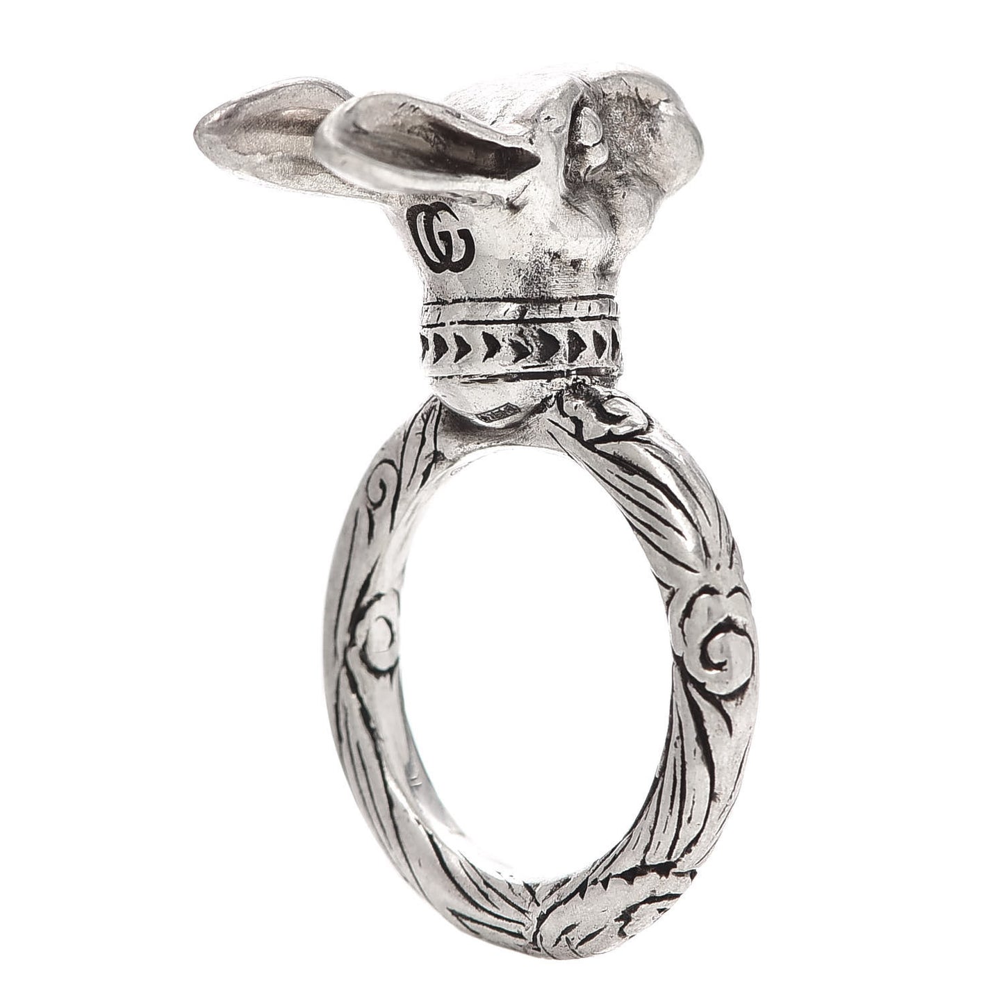 Sterling Silver Anger Forest Rabbit Head Ring 51 5.75