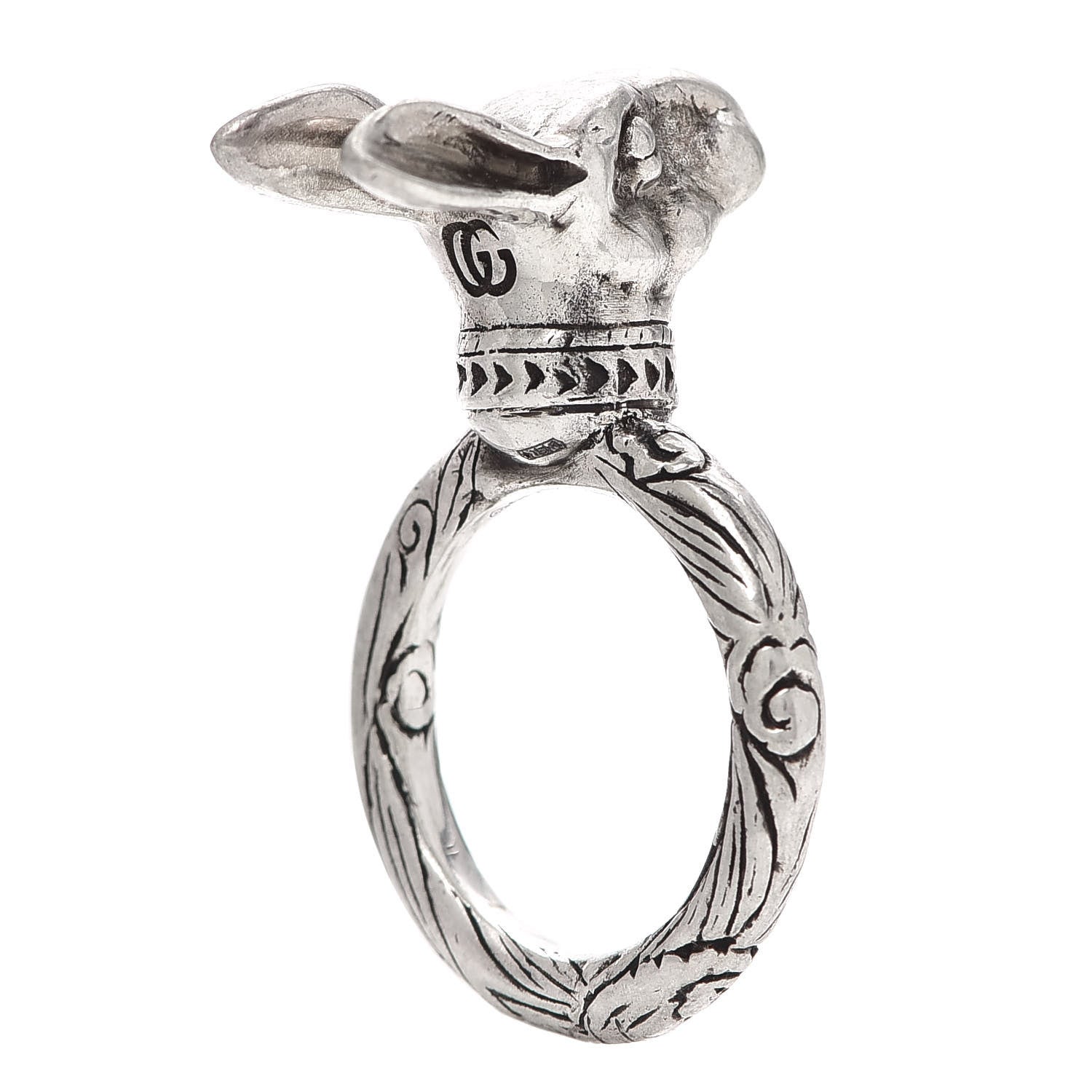Gucci Sterling Silver Anger Forest Rabbit Head Ring 51 5.75 3 of 5