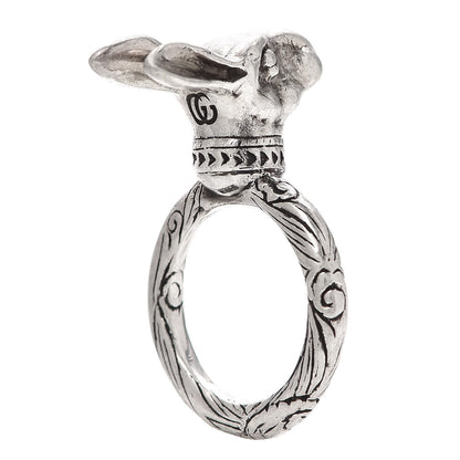 Gucci Sterling Silver Anger Forest Rabbit Head Ring 51 5.75 3 of 5