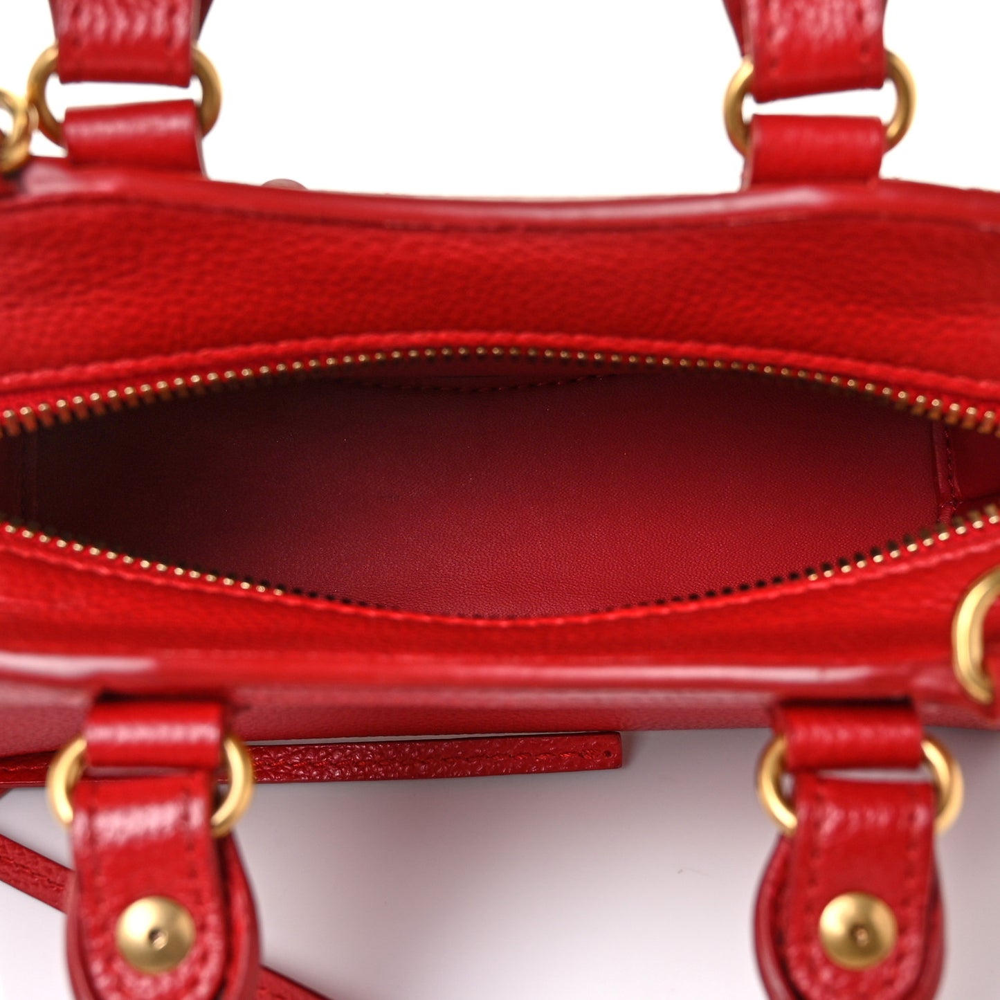 Grained Calfskin Neo Classic Gold Hardware Nano City Crossbody Medium Red