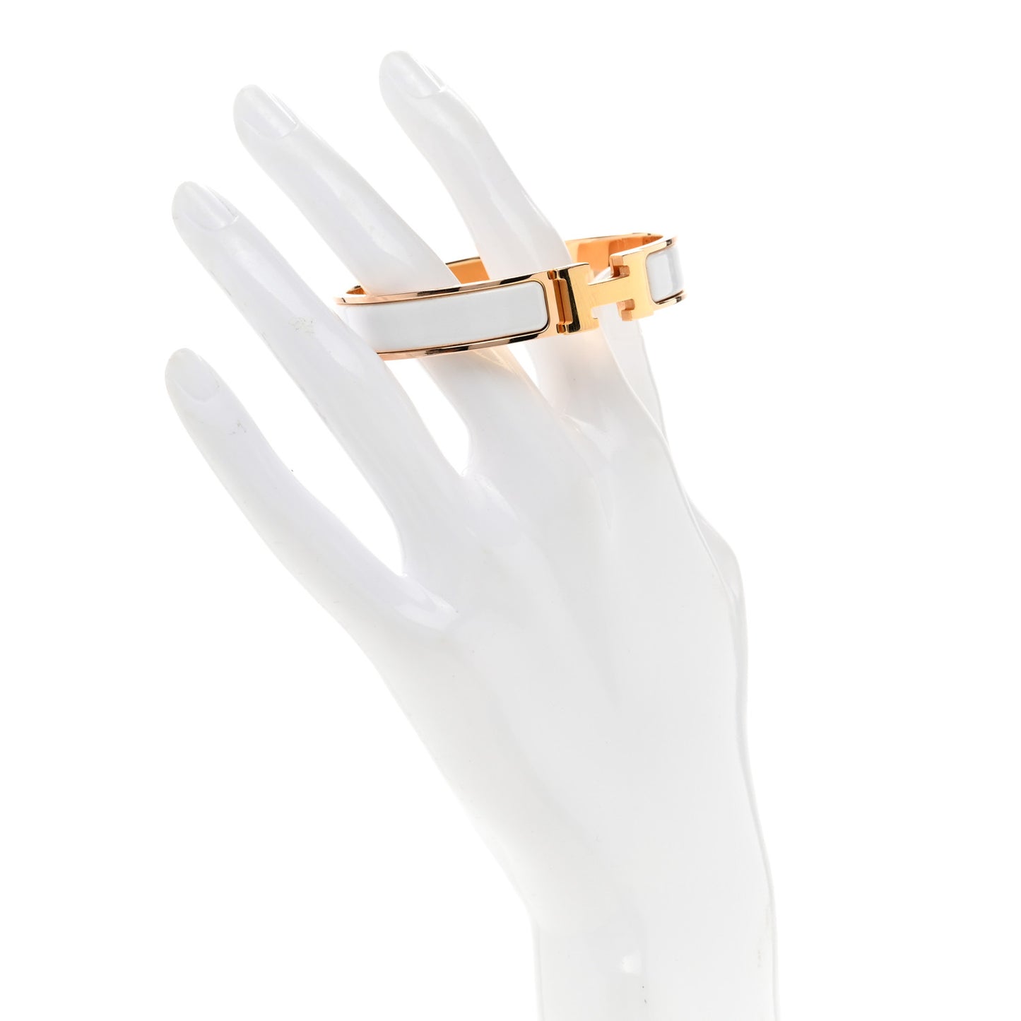 Enamel Narrow Clic Clac H Bracelet PM White