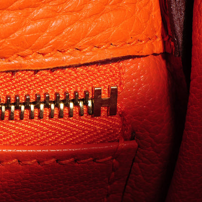 Hermes Taurillon Clemence Kelly Retourne 32 Orange 16 of 25