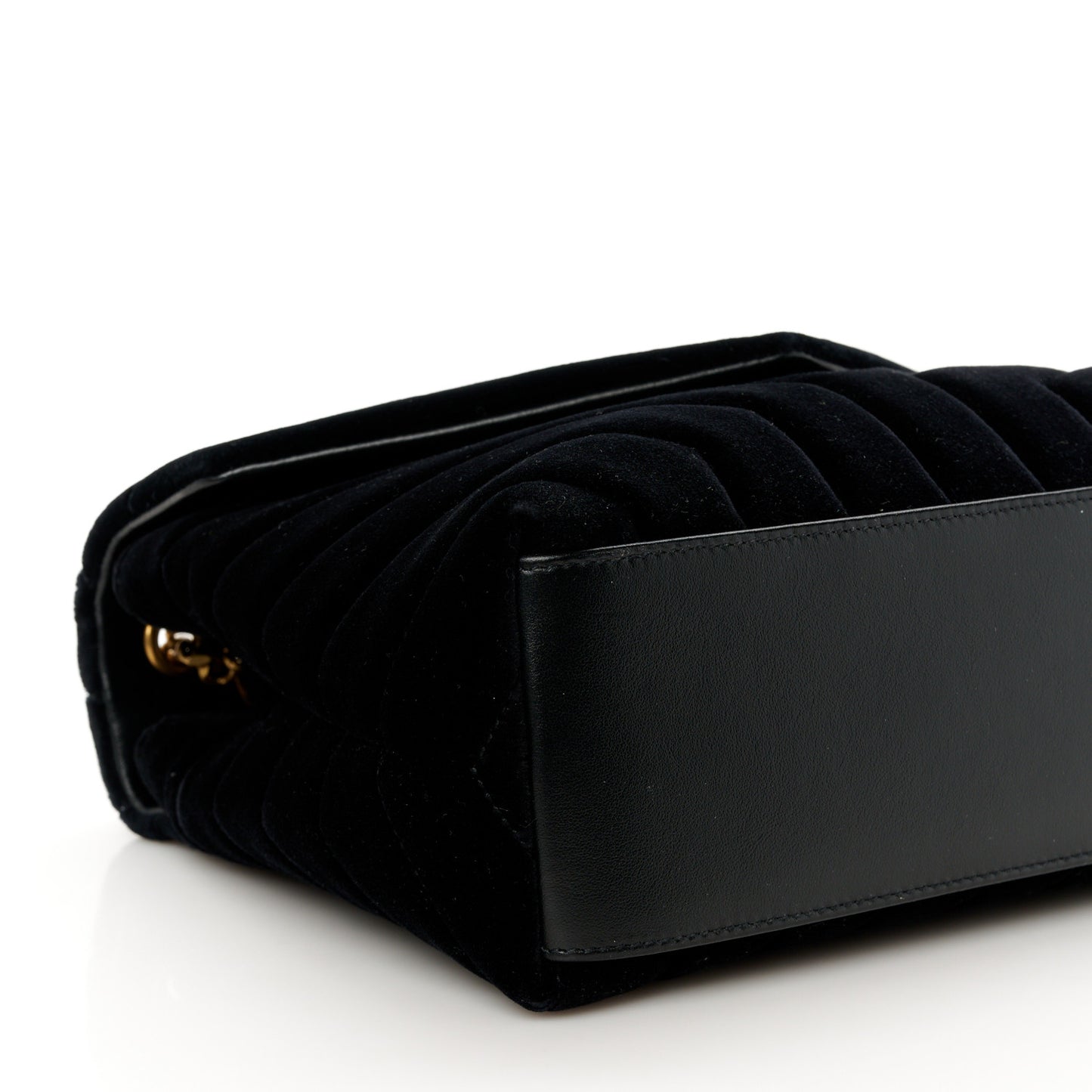 Velvet Y Quilted Monogram Small Loulou Chain Satchel Black