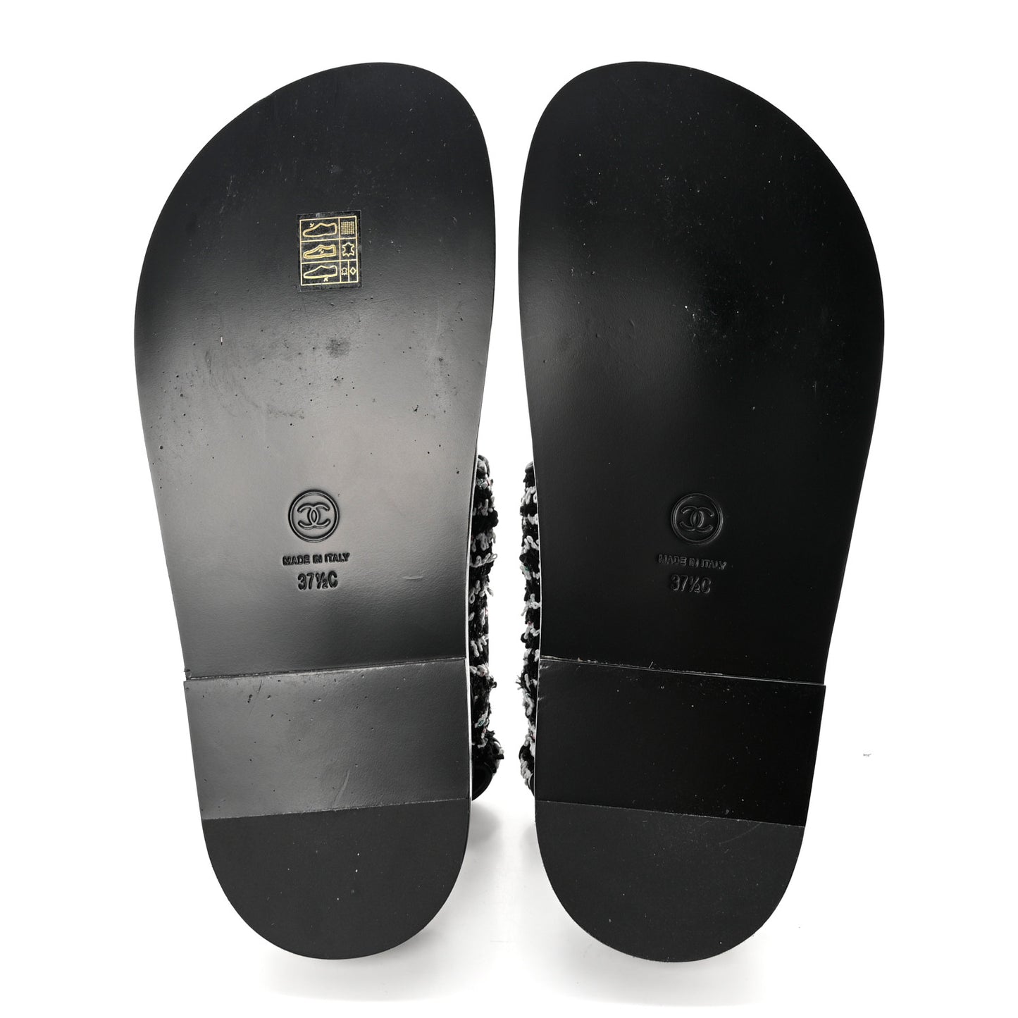 Tweed Lambskin Dad Sandals 37.5 Black White