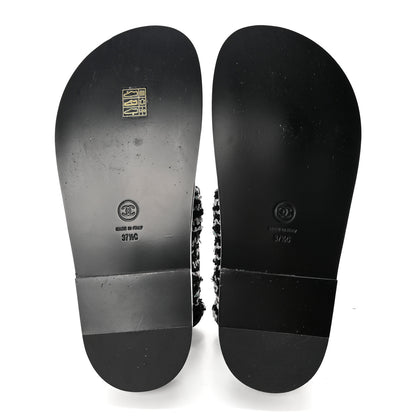 Chanel Tweed Lambskin Dad Sandals 37.5 Black White 5 of 8