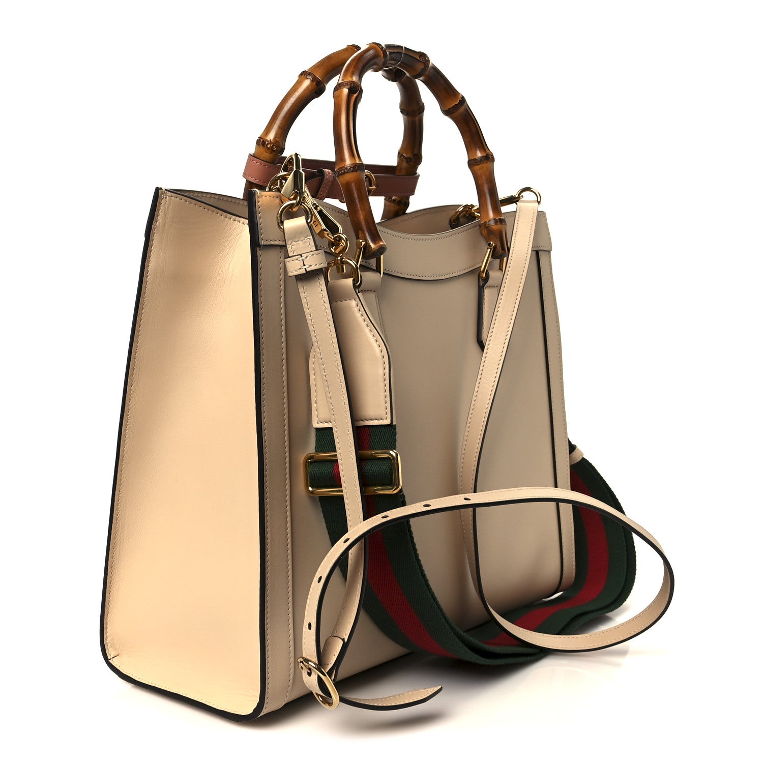 Gucci Charisma Calfskin Gucci Embossed Web Medium Diana Tote Bag Souffle Rose Phard 3 of 13