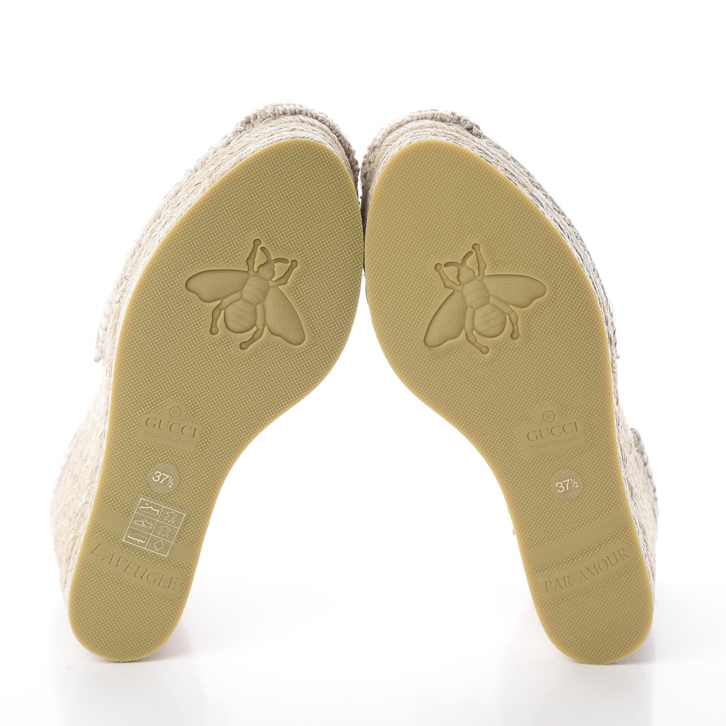 Nappa Matelasse GG Marmont Ankle Wrap Platform 35/120mm Espadrille Wedges 37.5 Great White