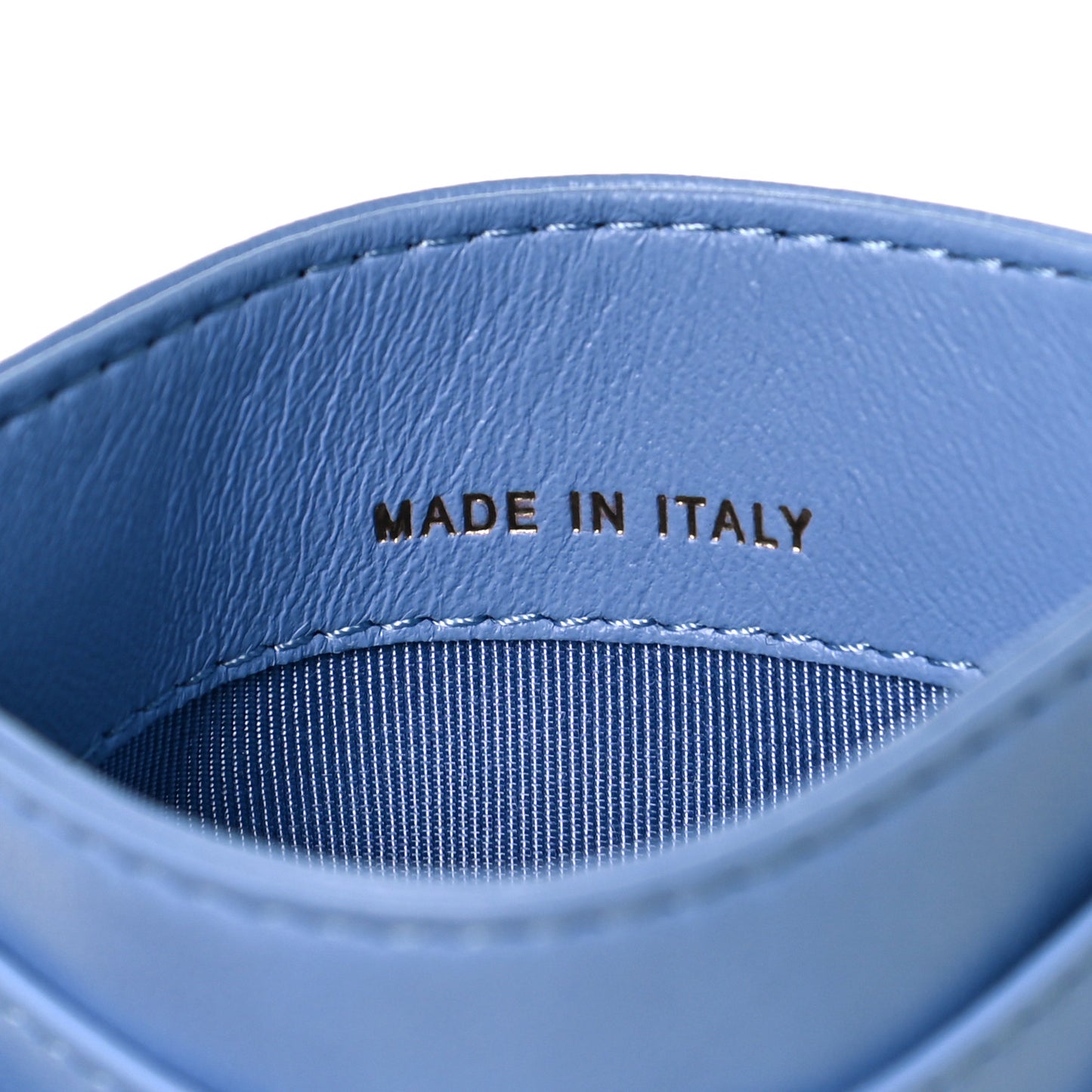 Lambskin Quilted Card Holder Light Blue