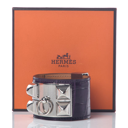Hermes Matte Alligator Collier De Chien CDC Bracelet S Amethyst 7 of 7