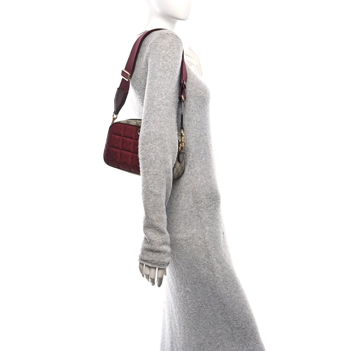 Monogram GG Mignon Textured Dollar Calfskin GG Supreme Monogram Quilted Small Crossbody Bag  Burgundy Beige Ebony