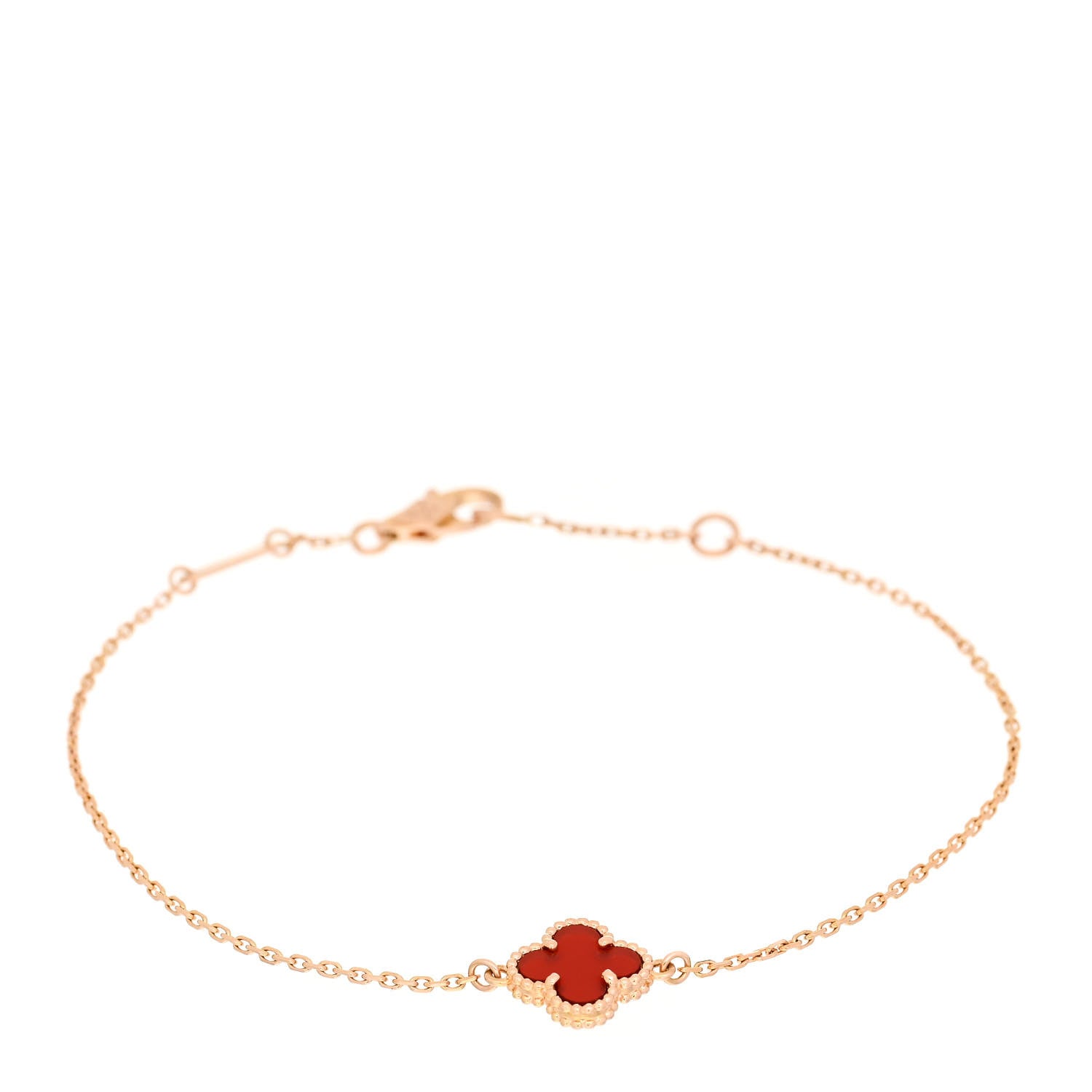 Van Cleef & Arpels 18K Rose Gold Carnelian Sweet Alhambra Bracelet 1 of 5