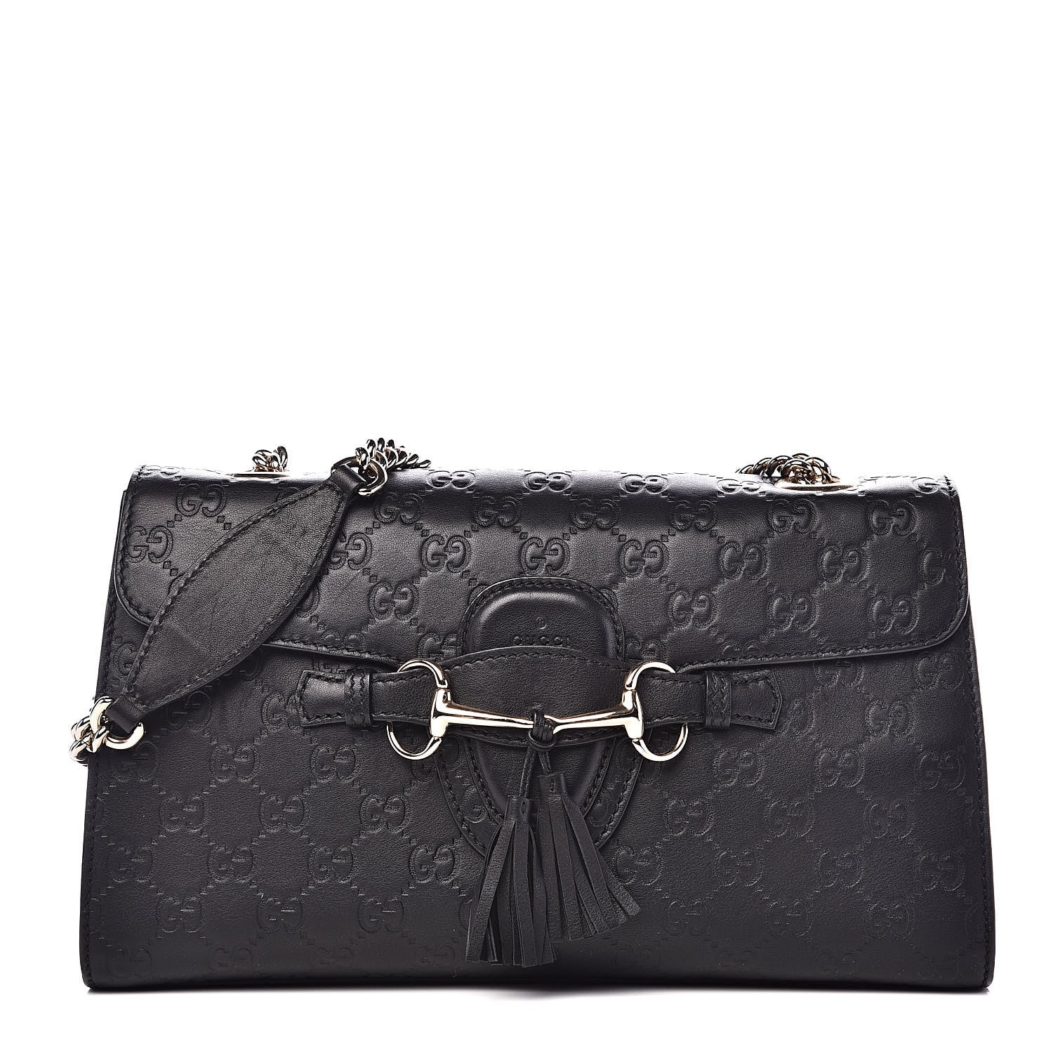 Gucci Guccissima Medium Emily Chain Shoulder Bag Black 1 of 11