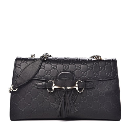 Gucci Guccissima Medium Emily Chain Shoulder Bag Black 1 of 11