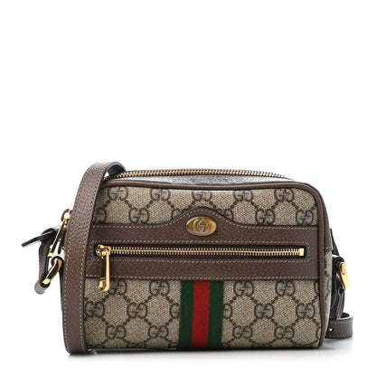 Gucci GG Supreme Monogram Web Mini Ophidia Shoulder Bag Brown 1 of 5