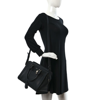 Alexander McQueen Pebbled Calfskin Small Skull Padlock Zip Around Tote Black 2 of 9