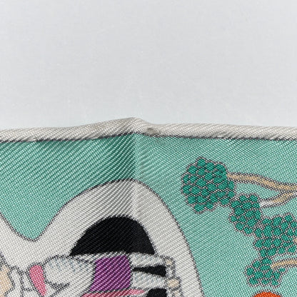 Hermes Silk Exposition Universelle Scarf 90 Black Vert Jaune 9 of 12