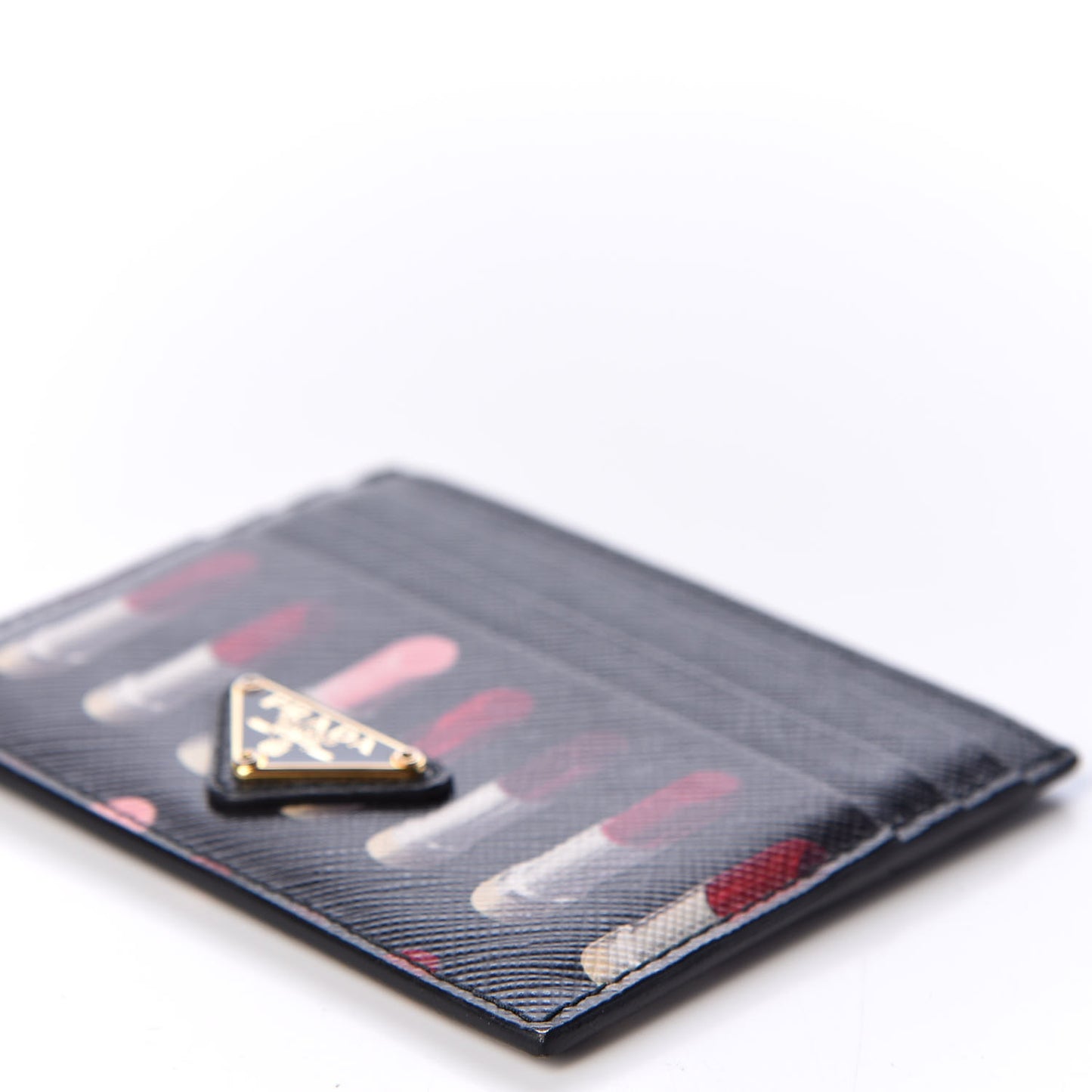 Saffiano Lipstick Print Card Holder Black