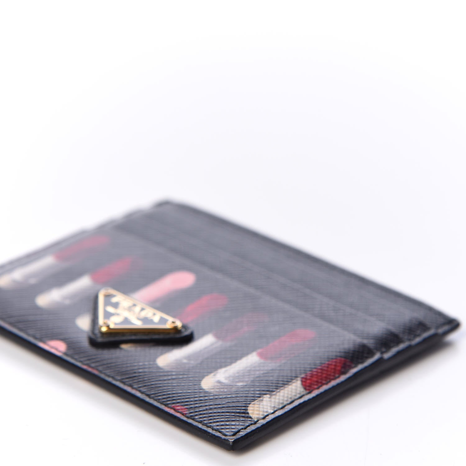 Prada Saffiano Lipstick Print Card Holder Black 6 of 7