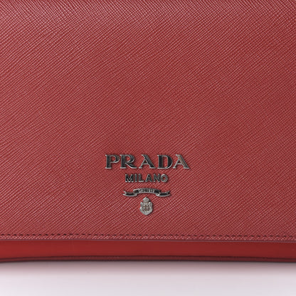 Prada Saffiano Tessuto Nylon Chain Shoulder Bag Rosso 10 of 10