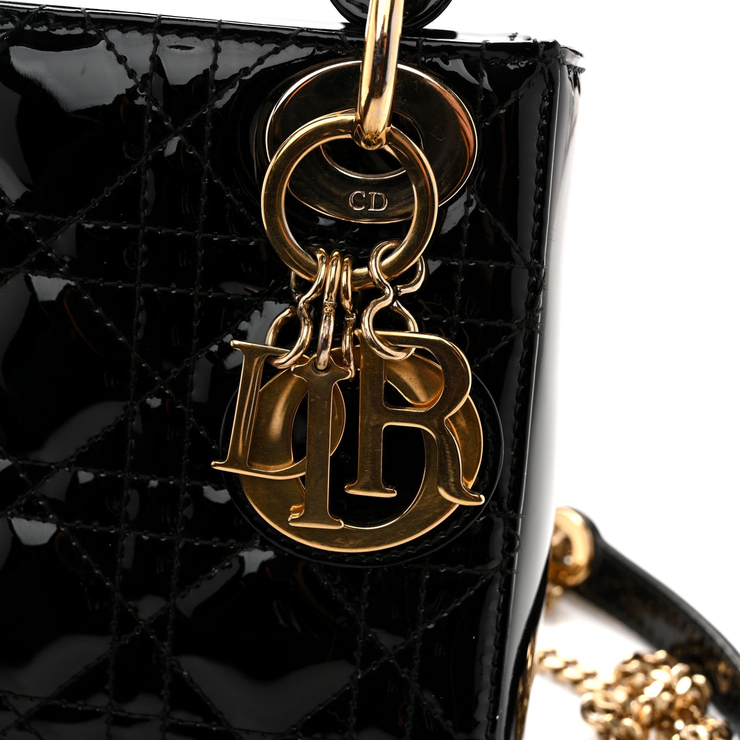 Patent Cannage Mini Lady Dior Black