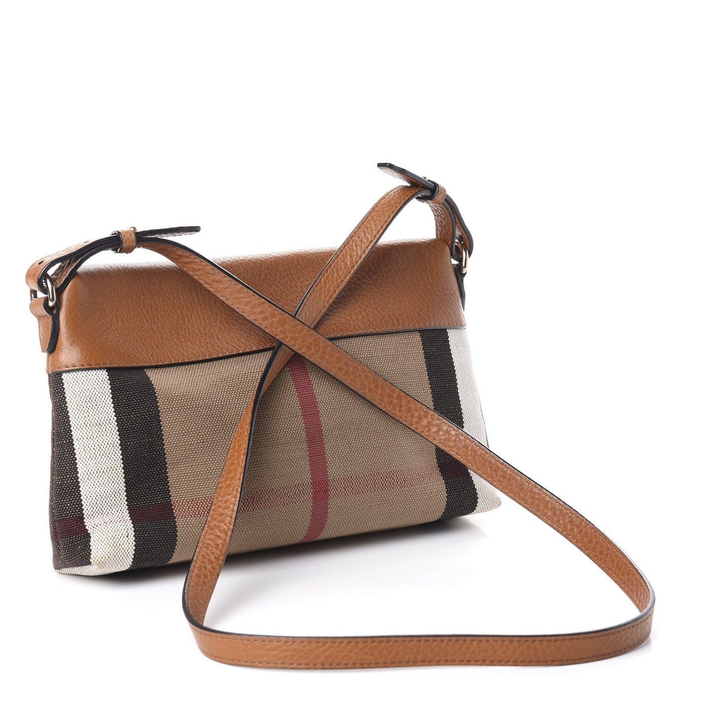 Mega Check Small Farley Crossbody Clutch Bag Saddle Brown