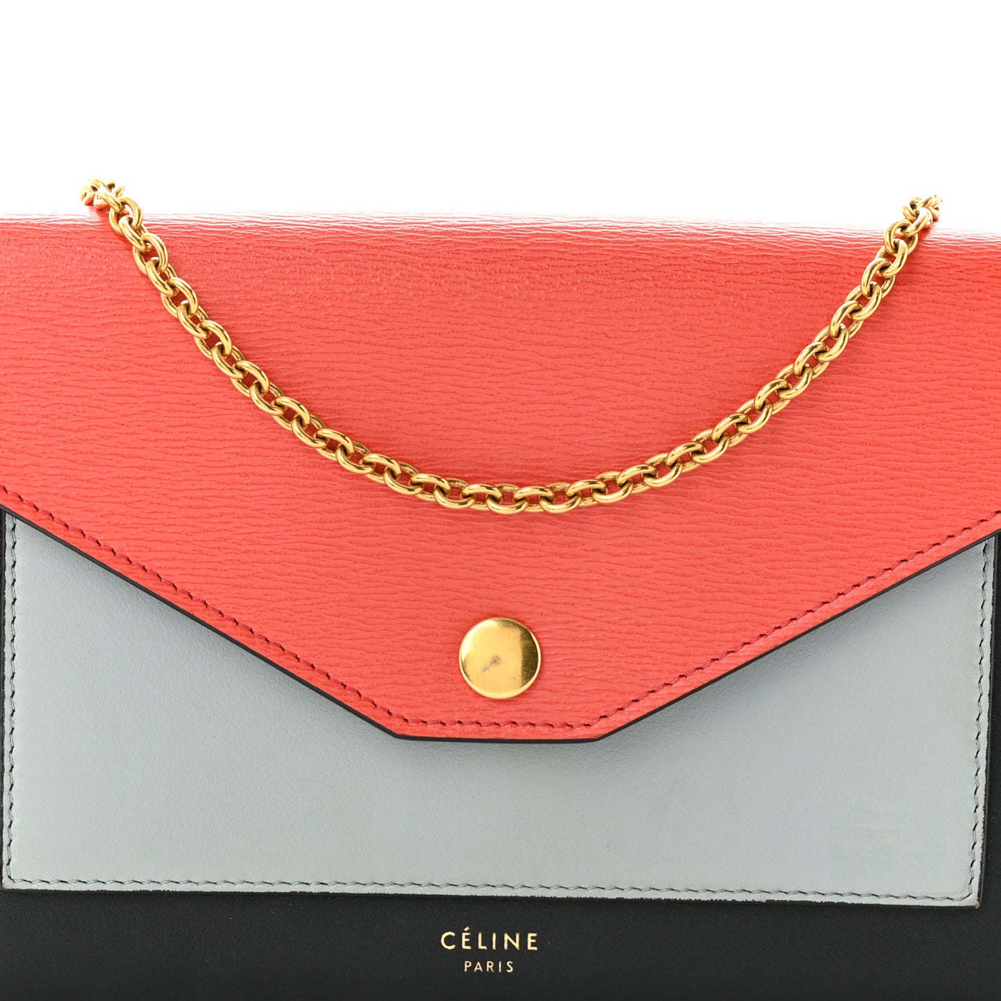 Liege Calfskin Tri-Color Large Pocket Flap On Chain Multicolor