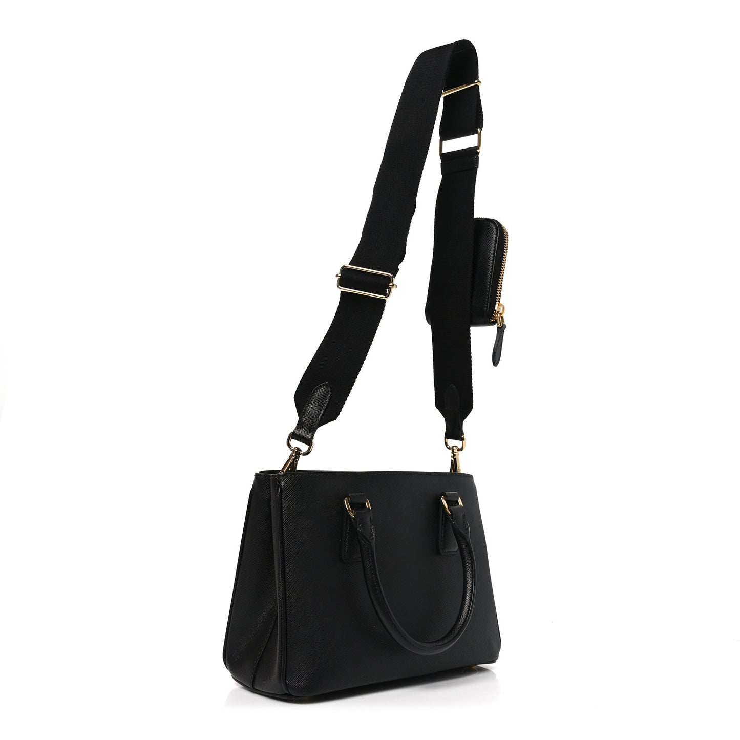 Saffiano Lux Micro Galleria Shoulder Bag Black