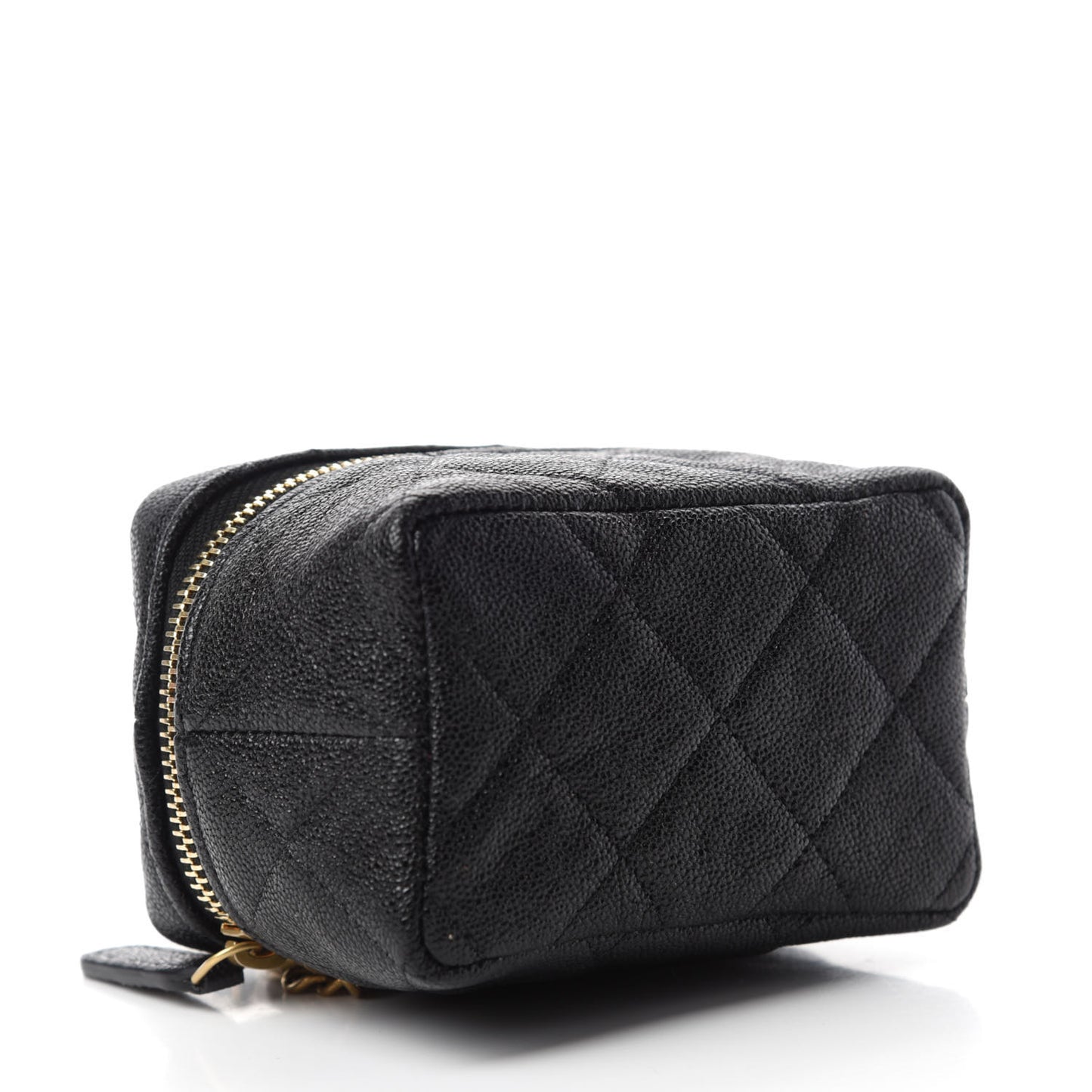 Caviar Quilted Mini Top Handle Vanity With Chain Black