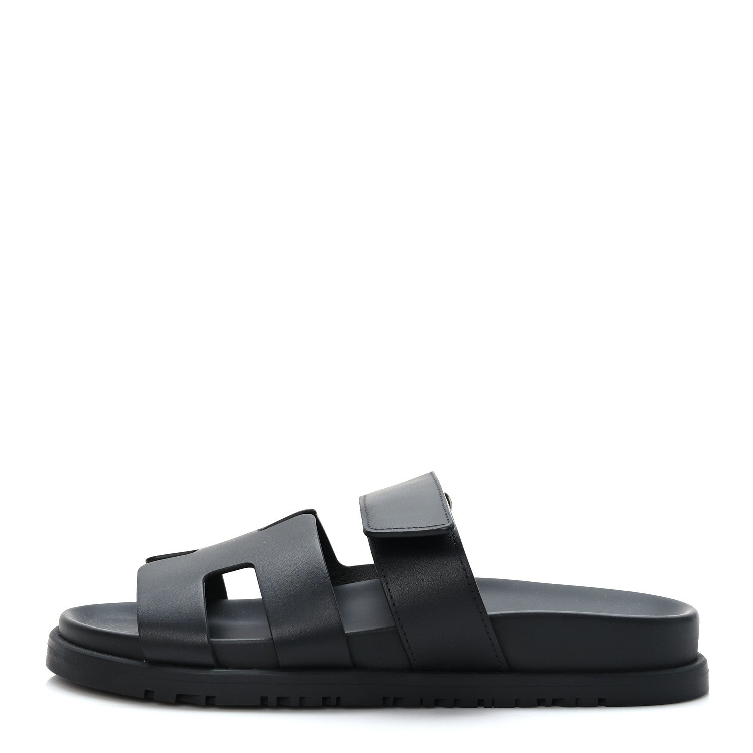 Hermes Calfskin Womens Chypre Sandals 35.5 Black 1 of 9