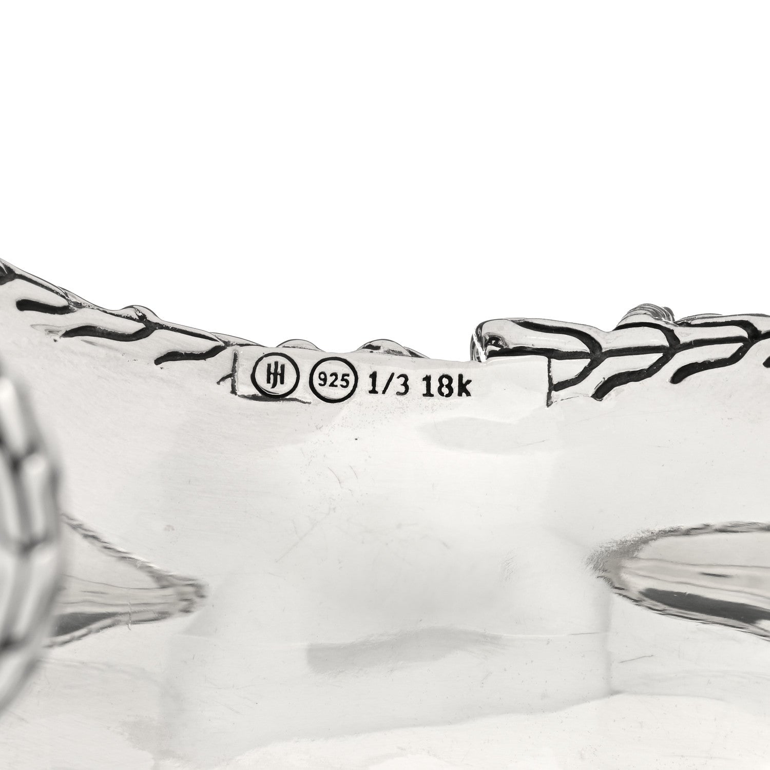John Hardy Sterling Silver 18K Yellow Gold Turquoise Rainbow Moonstone Classic Chain Hammered Cuff Bracelet 3 of 3