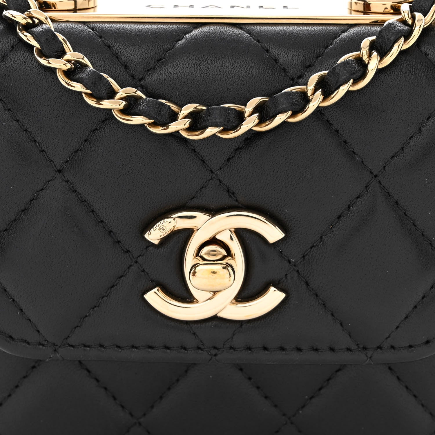 Chanel Lambskin Quilted Mini Trendy CC Chain Wallet Black 8 of 11