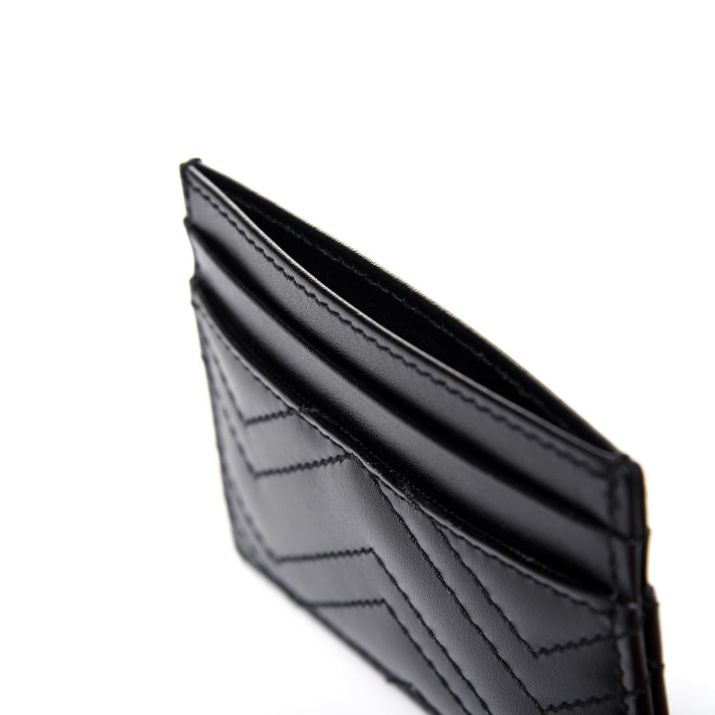 Calfskin Matelasse GG Marmont Card Holder Black
