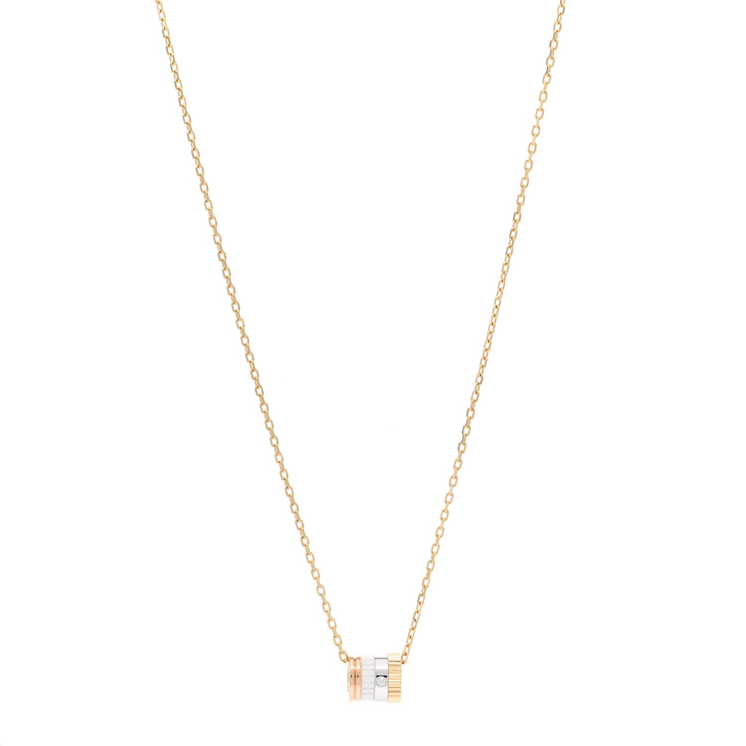 Boucheron 18K White Yellow Rose Gold Diamond Ceramic Quatre Mini Ring Pendant Necklace 1 of 5