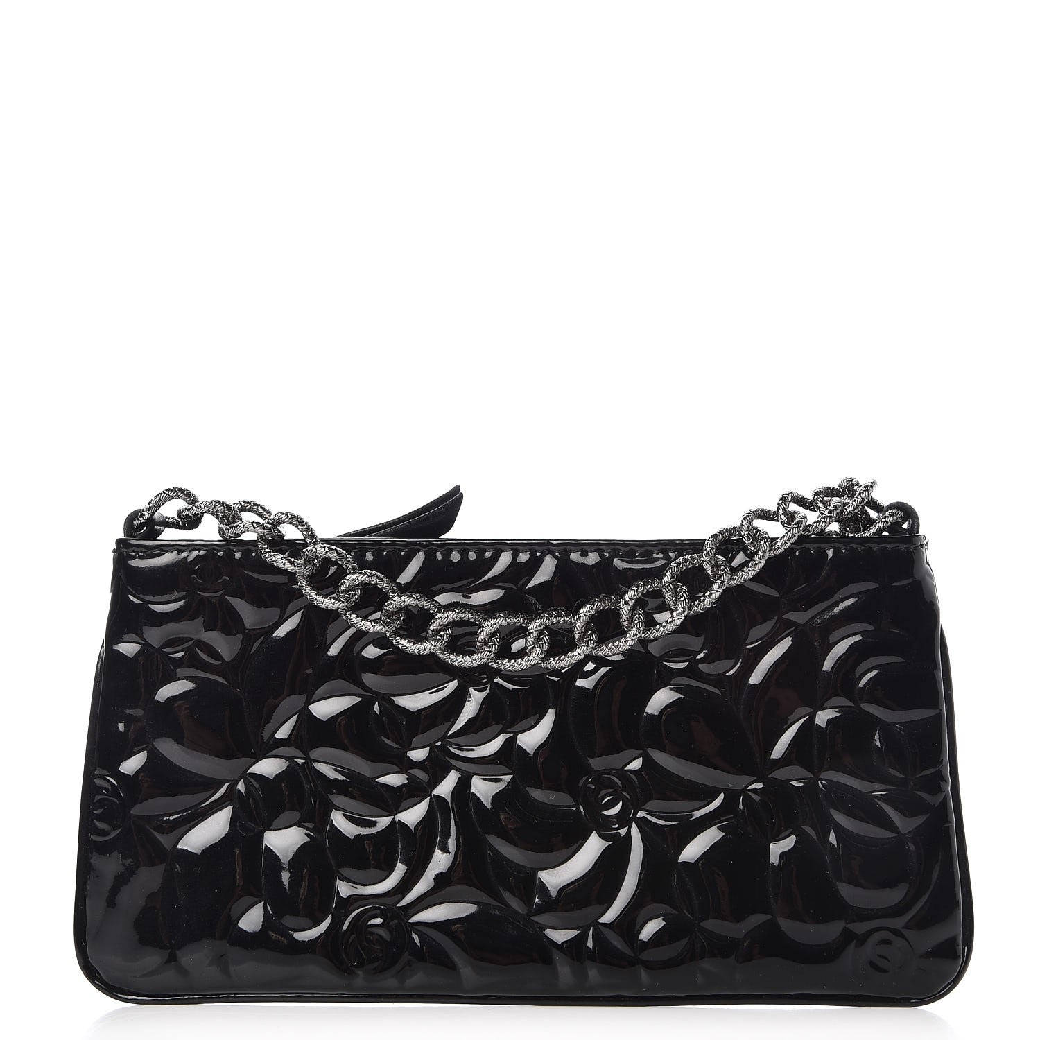 Chanel Patent Camellia Embossed Pochette Black 1 of 8